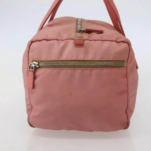 PRADA Hand Bag Nylon Pink Silver Auth